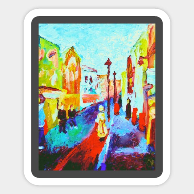 London Soho 2006 Painting Remixed Sticker by DonWillisJrArt